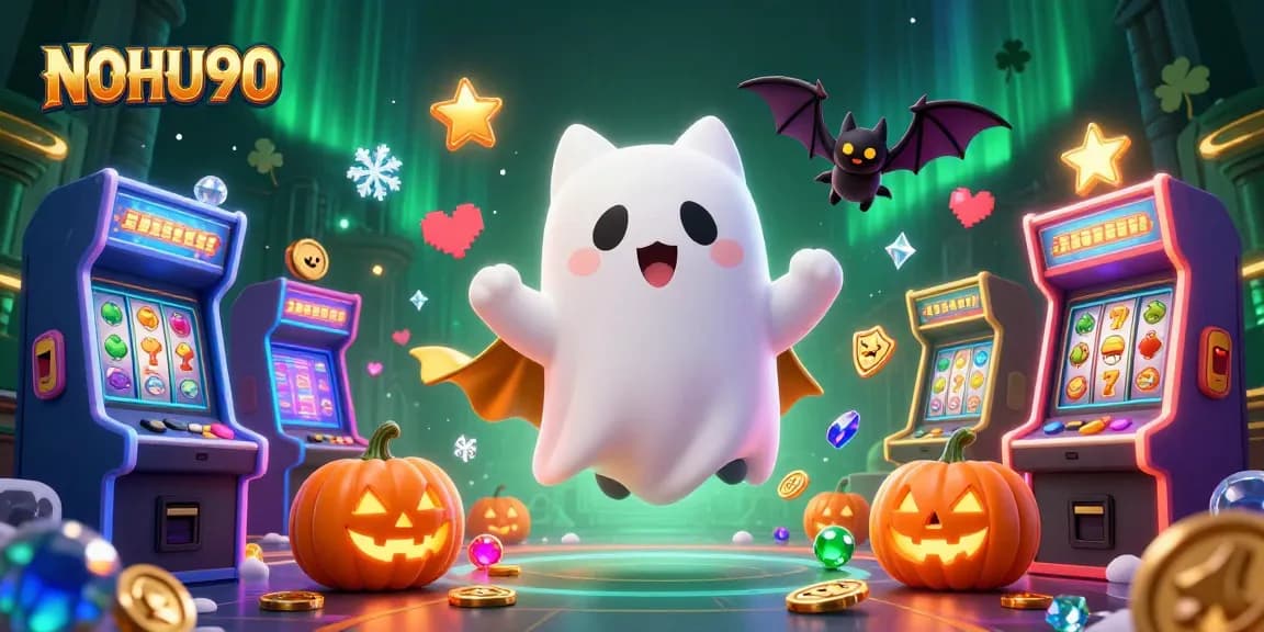 Experience the thrilling NOHU90 gameplay in a haunted casino with ghostly characters!